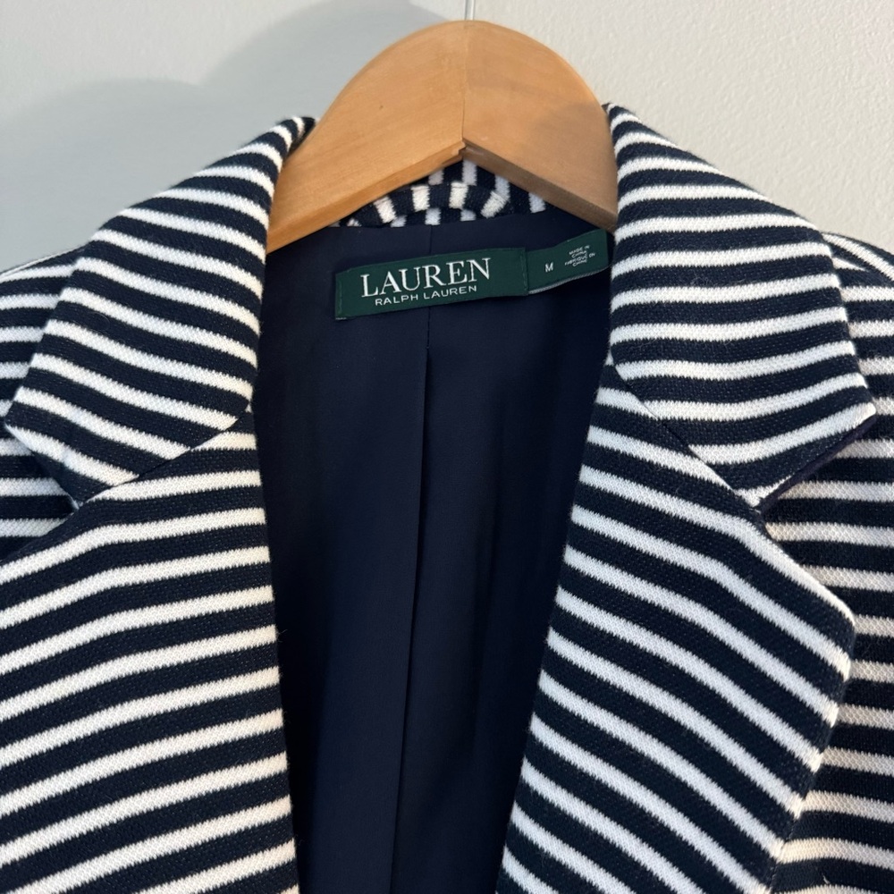 Ralph Lauren Navy and White Stripped Blazer Size Medium - Picture 2 of 7